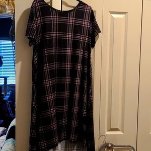 2xl black and pink plaid Carly dress